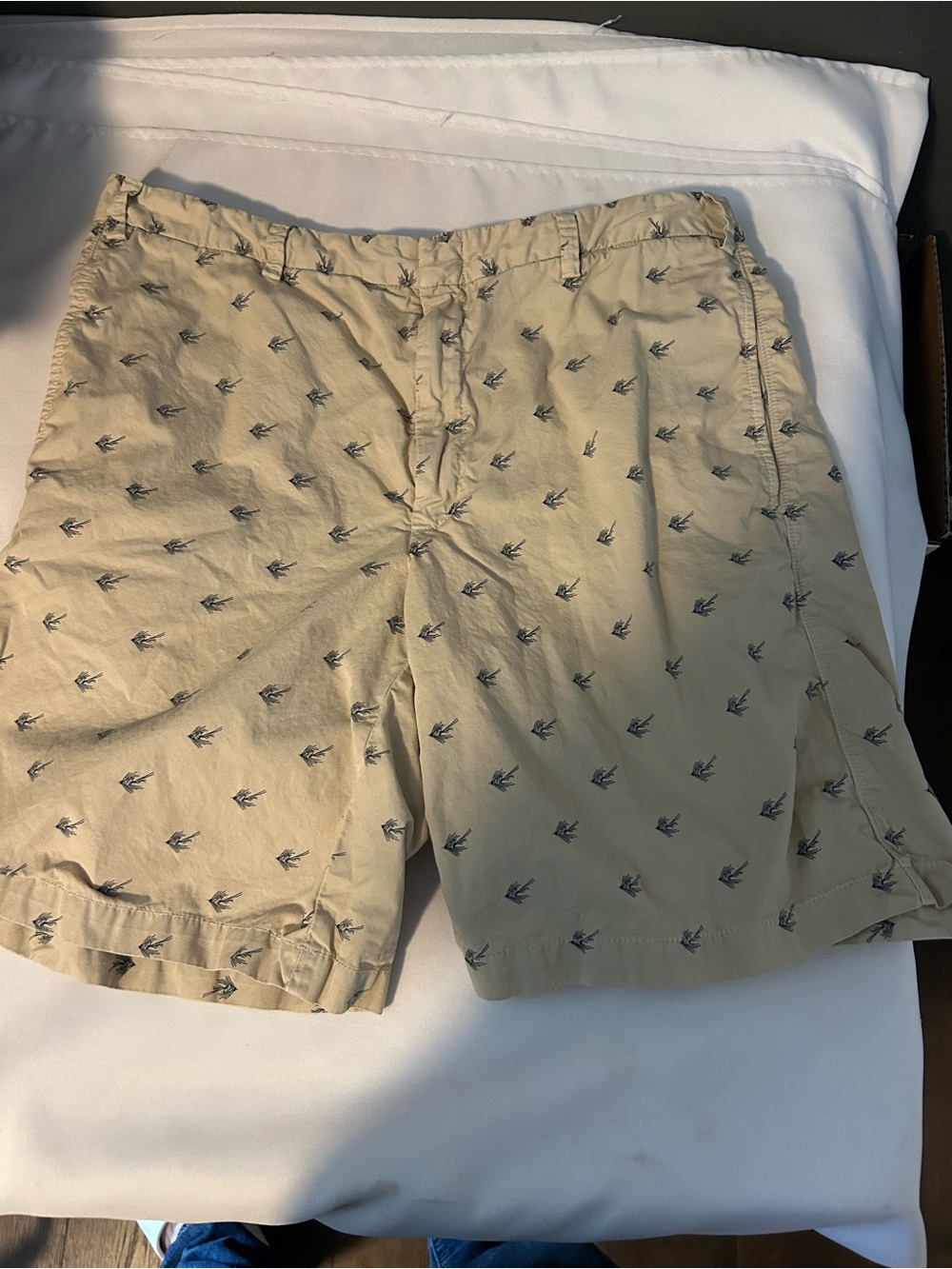 Orvis Men's Beige Printed Cotton Shorts